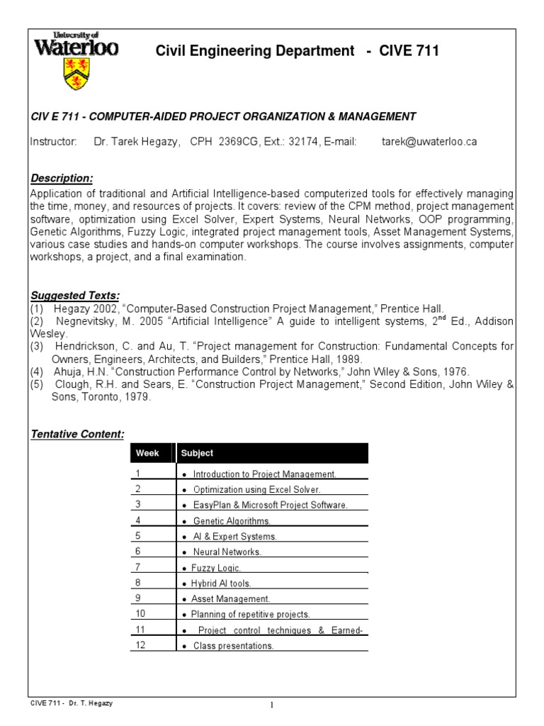 computer-based construction project management tarek hegazy